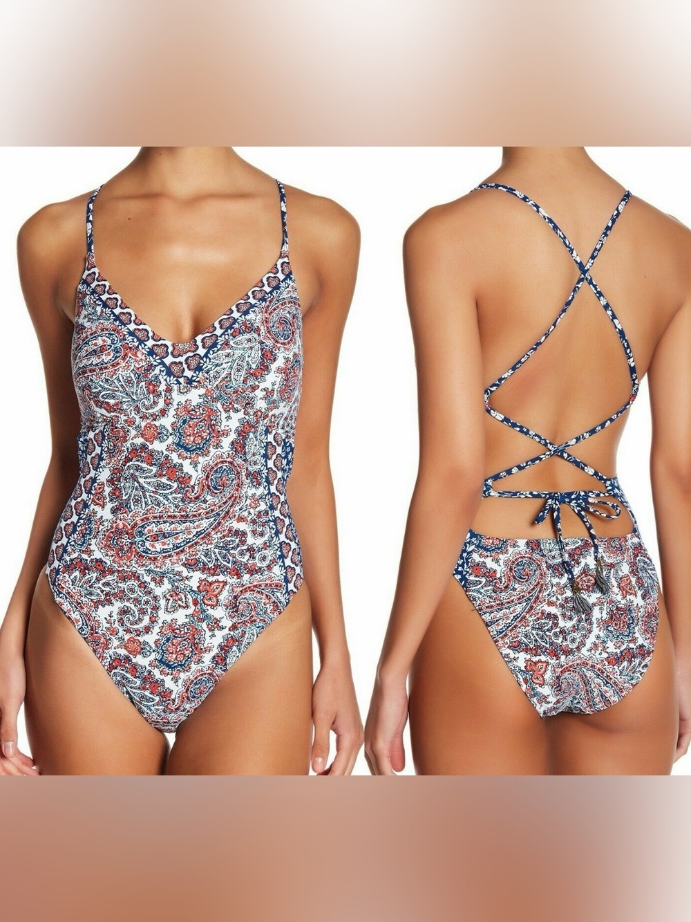 Lucky Brand Paisley One-Piece Swimsuit